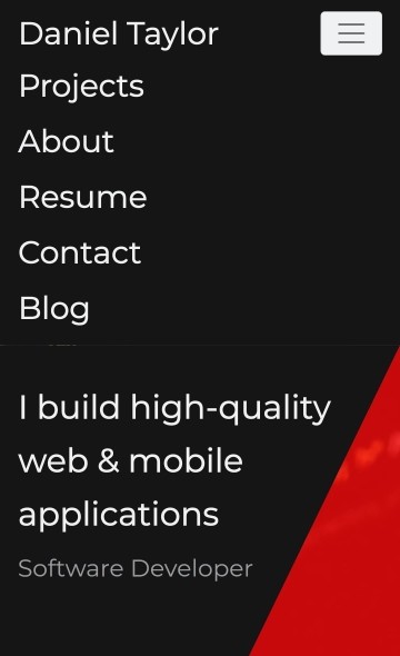 Screenshot of this sites original mobile
navbar.