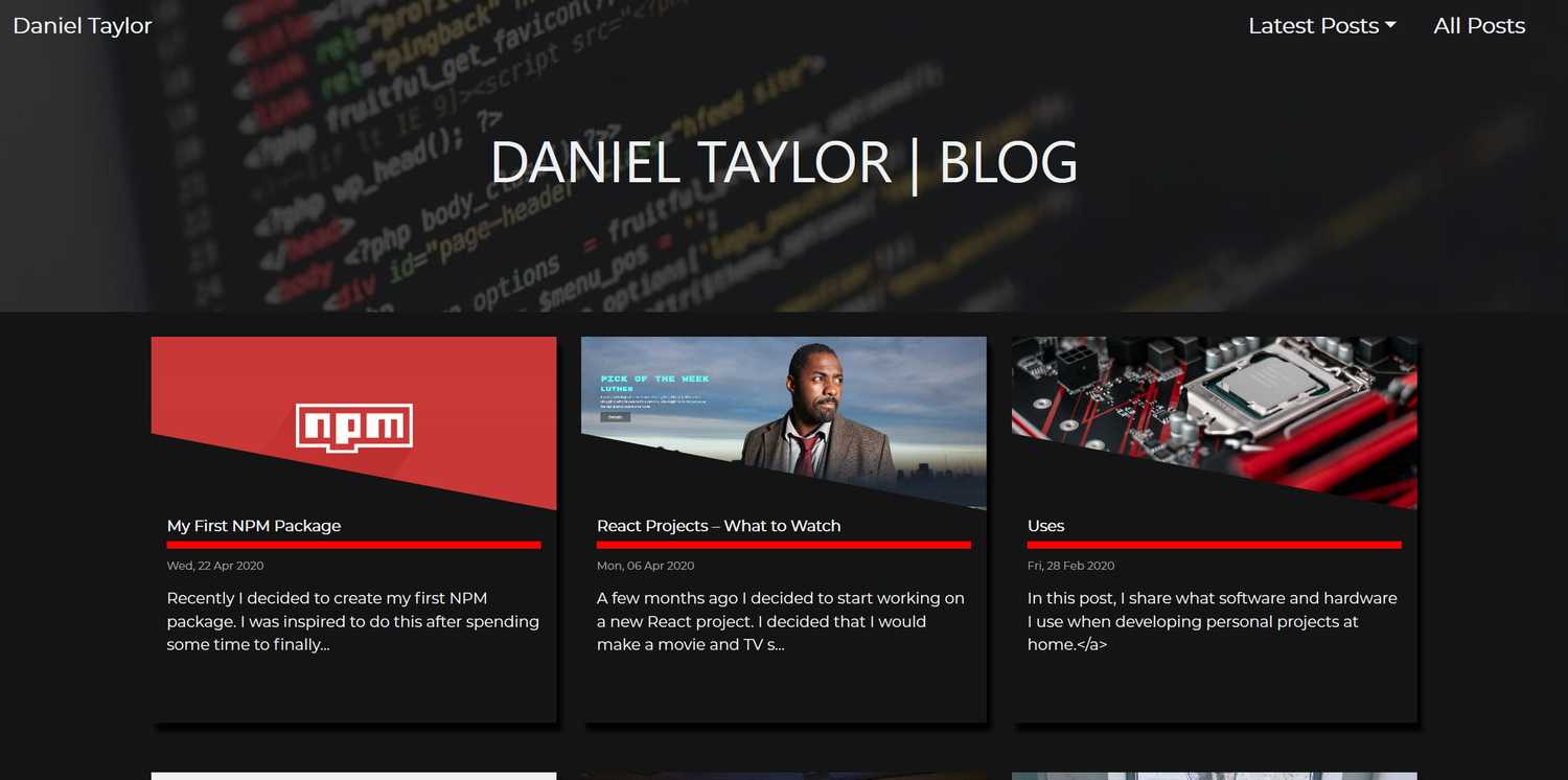 Screenshot of this sites original blog home page.