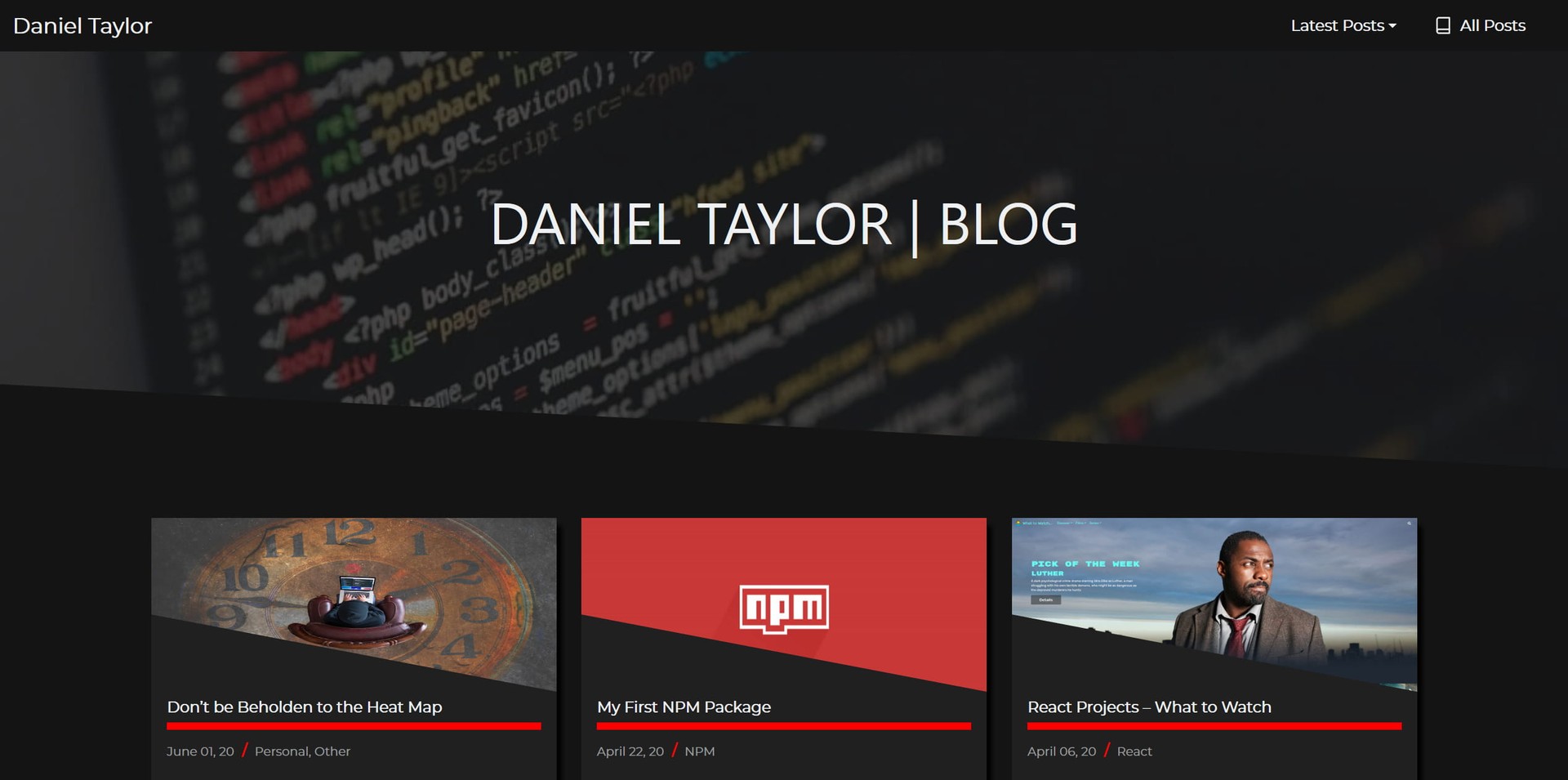 Screenshot of this sites updated blog home page.