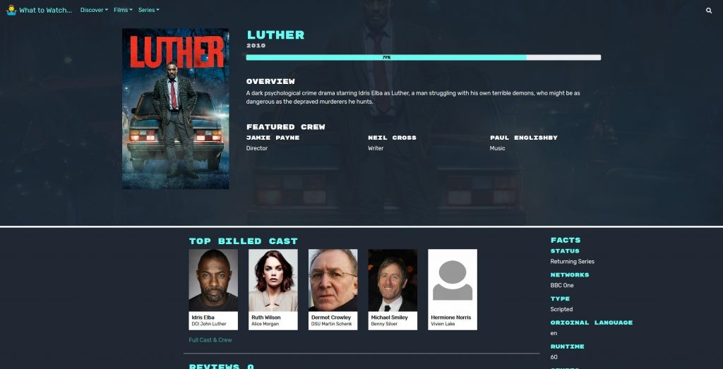 What to Watch – About Page
Screenshot.