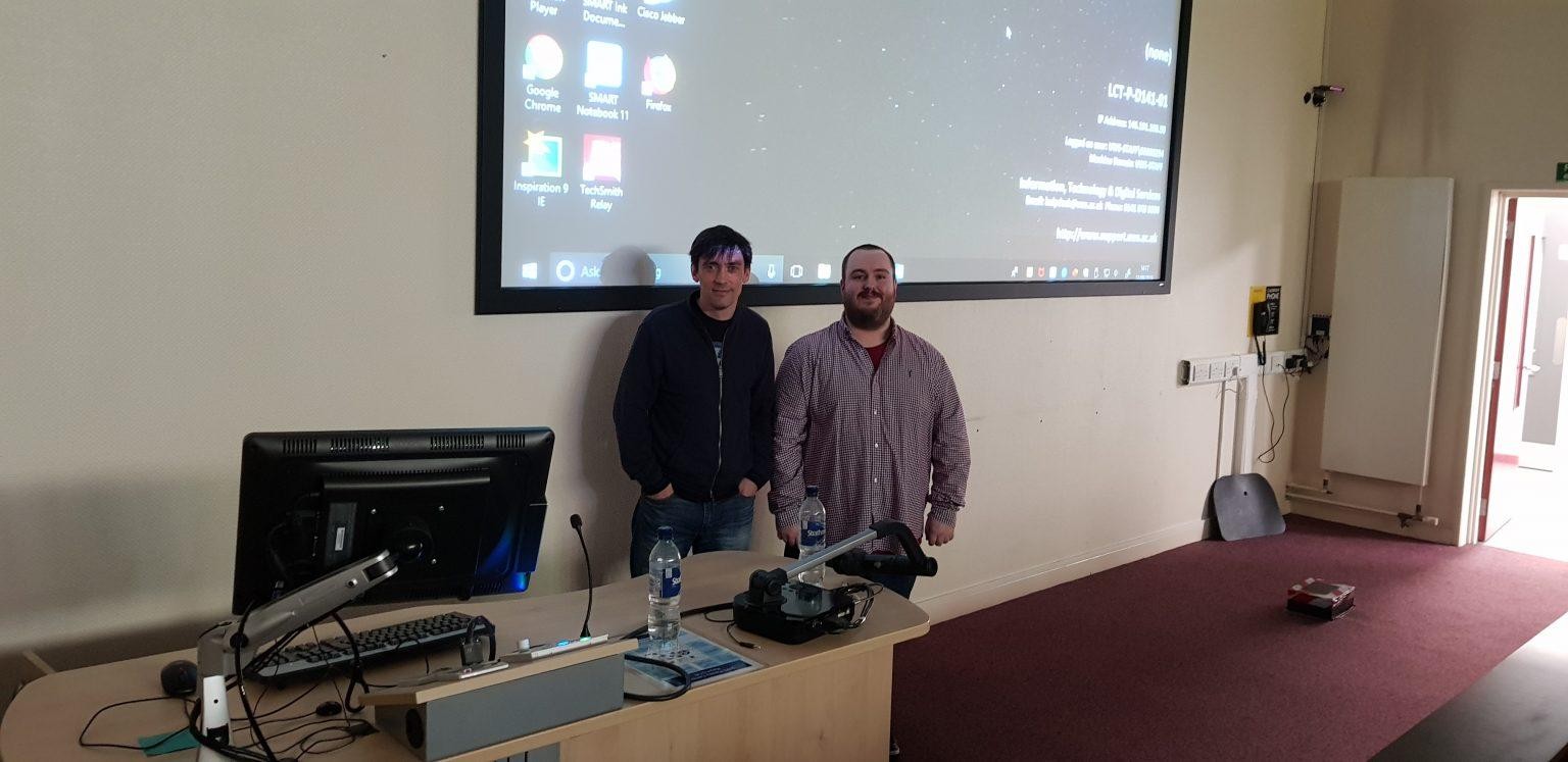 Daniel Taylor and Dr Gavin Baxter from UWS after the
presentation.