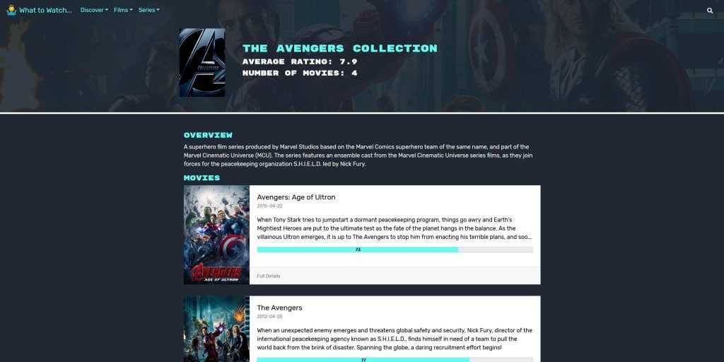 What to Watch – Avengers Collection Details Screenshot