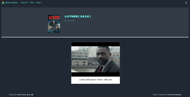 Screenshot of What to Watch Site - 1