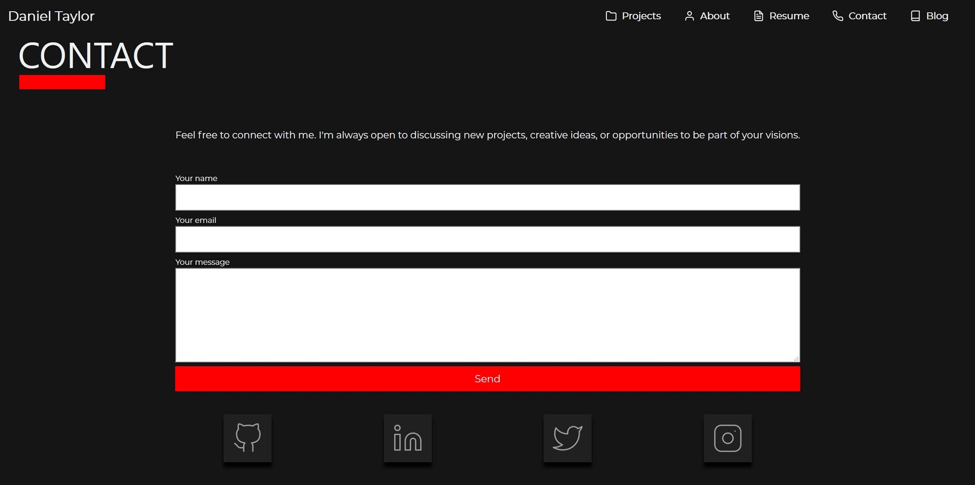 Screenshot of this sites contact form.
