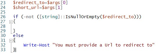 The PowerShell Script updated to get and check for user
input.